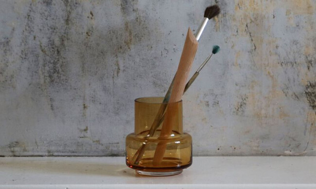 ハリケーン ティーライト no.25 フラワーベース アンバー 