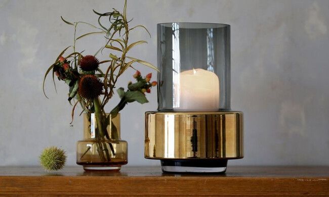 ハリケーン ティーライト no.25 フラワーベース アンバー 