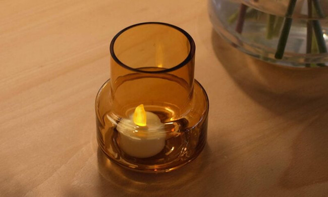 ハリケーン ティーライト no.25 フラワーベース アンバー 