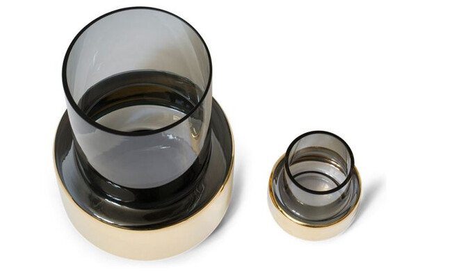 ハリケーン ティーライト no.25 フラワーベース（スモークグレー×ゴールド） 