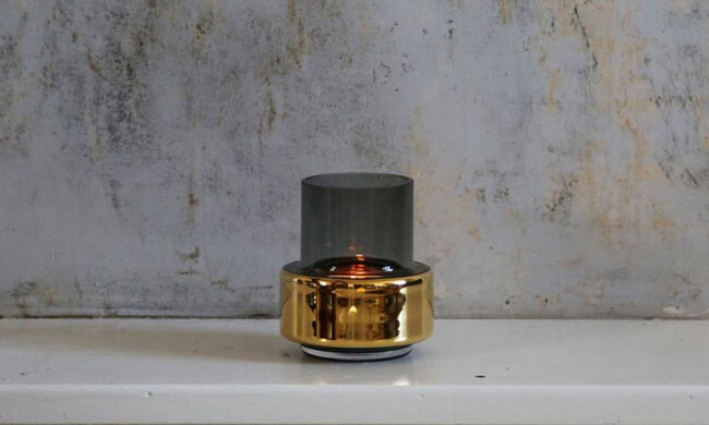 ハリケーン ティーライト no.25 フラワーベース（スモークグレー×ゴールド） 