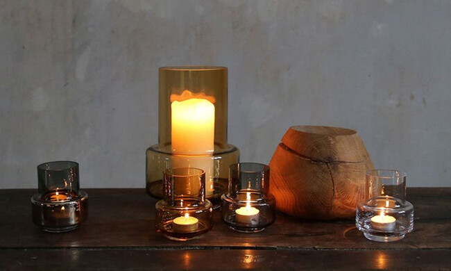 ハリケーン no.26 フラワーベース キャンドルホルダー アンバー 