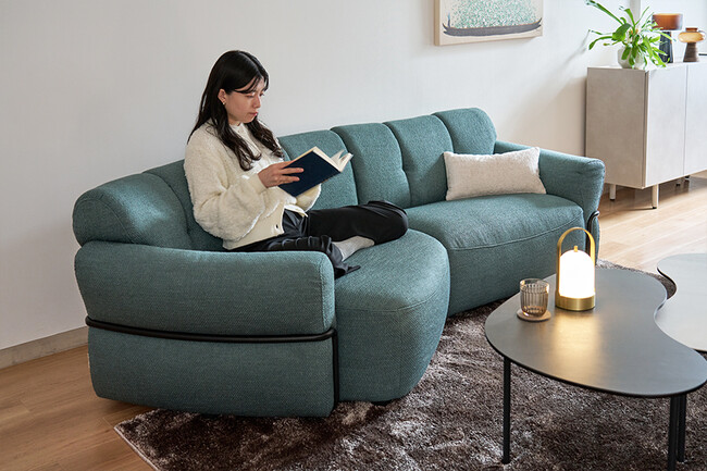 Elmina（エルミナ）シェーズソファ（GN） 