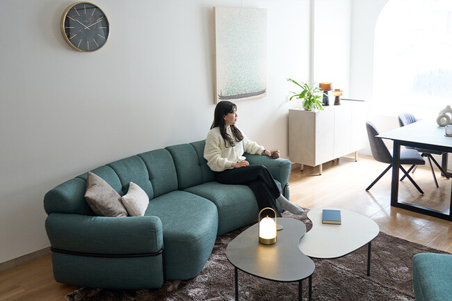 Elmina（エルミナ）シェーズソファ（GN） 