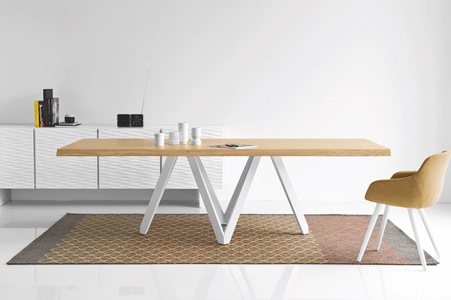 カリガリス カルテジオ ダイニングテーブル ／ Calligaris CARTESIO extendable Dining table[CS4092-FR A 200] 天板カラー：P19W（ナチュラルオーク）／脚カラー：P94（ホワイト）