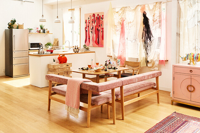 フラミンゴミーティング120x90cm タッチドピクチャー 