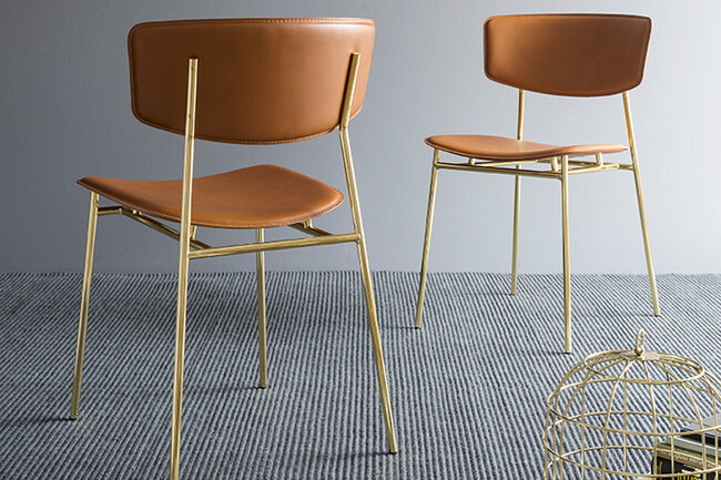 カリガリス フィフティーズ ダイニングチェア ／ Calligaris FIFTIES Dining chair[CS1854] 1枚目画像 座面カラー：L10 メランジコニャック / 脚カラー：P175 ブラス