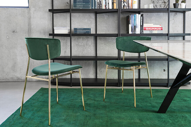 カリガリス フィフティーズ ダイニングチェア ／ Calligaris FIFTIES Dining chair[CS1854] S0H 座面カラー：S0H フォレストグリーン / 脚カラー：P175 ブラス