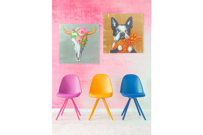 ドッグウィズパイナップル 80x80cm アート 