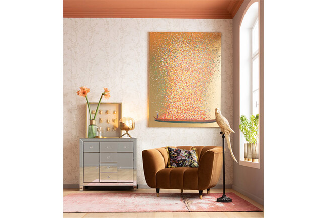 フラワーボートゴールドピンク160x120cm タッチドピクチャー 