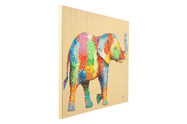 フラワーエレファント90x120cm タッチドピクチャー 