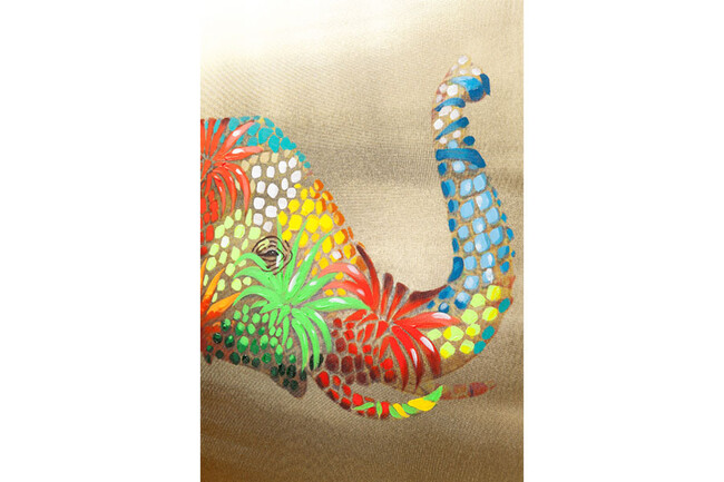 フラワーエレファント90x120cm タッチドピクチャー 