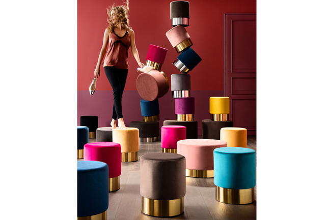 チェリーライトグレーシルバー O35cm スツール 