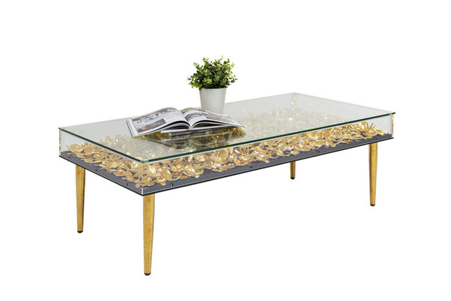 ゴールドフラワー 120x60cm ローテーブル/コーヒーテーブル 