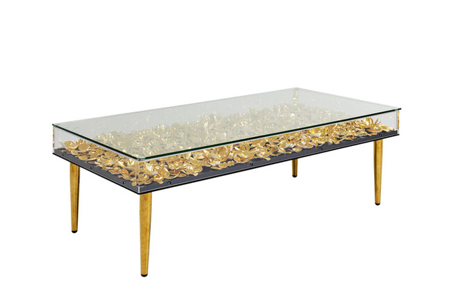 ゴールドフラワー 120x60cm ローテーブル/コーヒーテーブル 