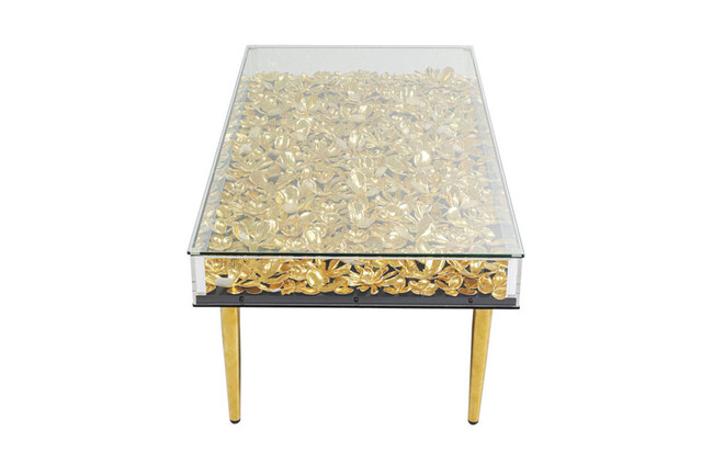 ゴールドフラワー 120x60cm ローテーブル/コーヒーテーブル 