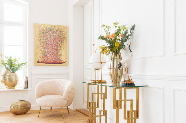 フラワーボート ゴールドピンク 100x80cm タッチドピクチャー 