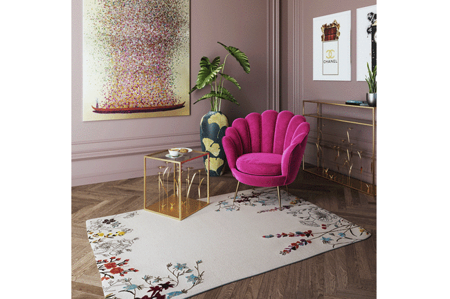 フラワーボートゴールドピンク160x120cm タッチドピクチャー 