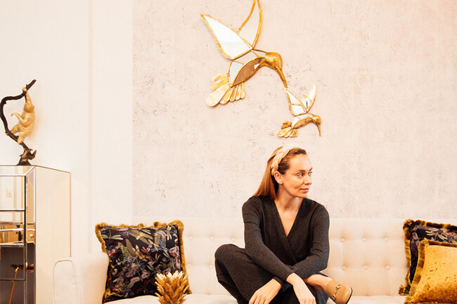 ハミングバードミラー60cm ウォールデコレーション 