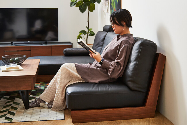 WEBB（ウェッブ）カウチソファ レザー（K705 ブラック） 