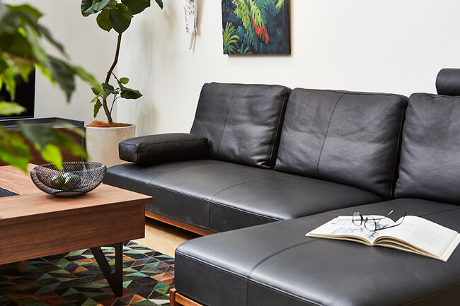 WEBB（ウェッブ）カウチソファ レザー（K705 ブラック） 