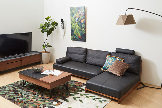 WEBB（ウェッブ）カウチソファ レザー（K705 ブラック） 