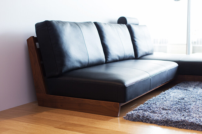 WEBB（ウェッブ）カウチソファ レザー（K705 ブラック） 