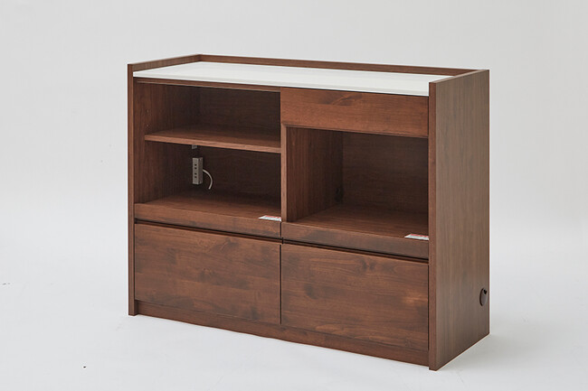 ANE キッチンカウンター（ウォールナット色） 120サイズ　ウォールナット色