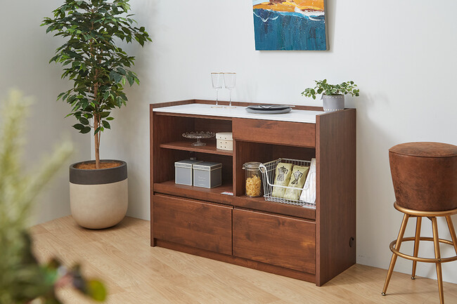 ANE キッチンカウンター（ウォールナット色） 