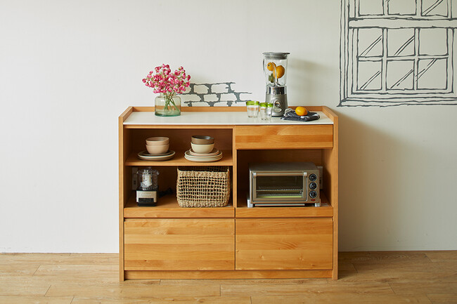 ANE キッチンカウンター（ウォールナット色） 120サイズ　ナチュラル色