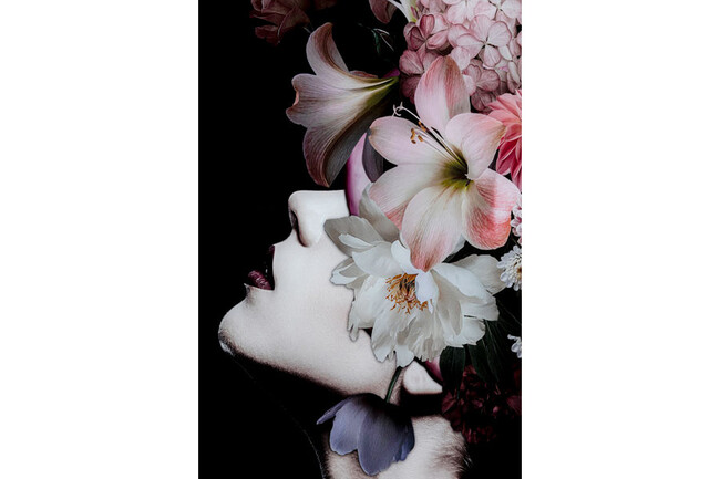 フラワリービューティー 80x120cm ガラスアート 