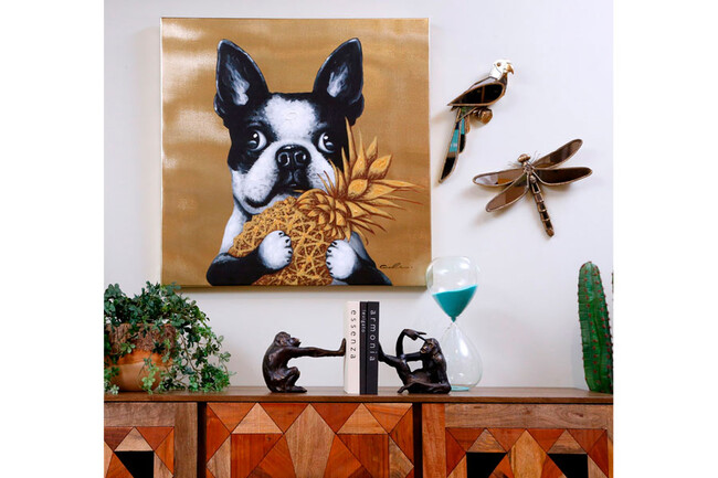 ドッグウィズパイナップル 80x80cm アート 