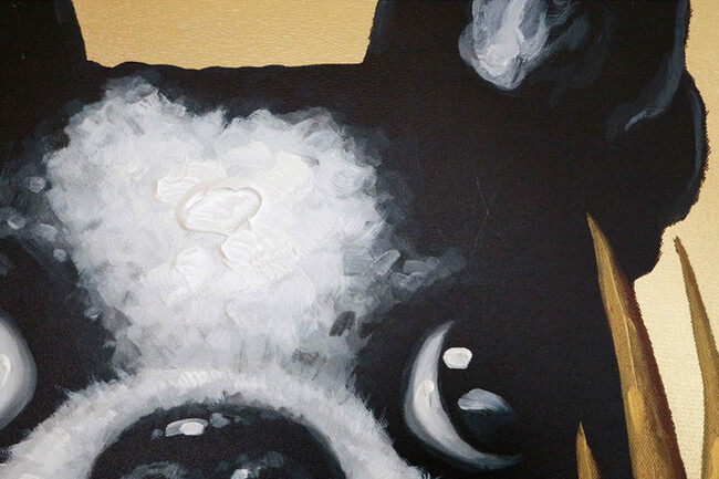 ドッグウィズパイナップル 80x80cm アート 