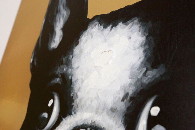 ドッグウィズパイナップル 80x80cm アート 