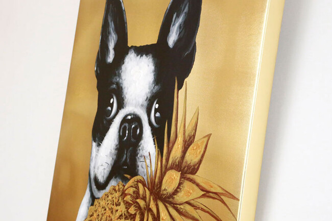 ドッグウィズパイナップル 80x80cm アート 