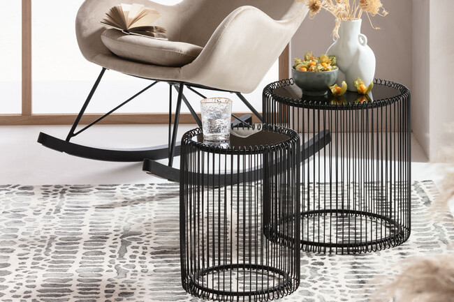 ワイヤーブラック(2/Set) サイドテーブル 