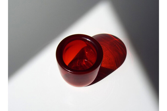 HAND-BLOWN GLASS TEA LIGHT（Geardman Red） * 