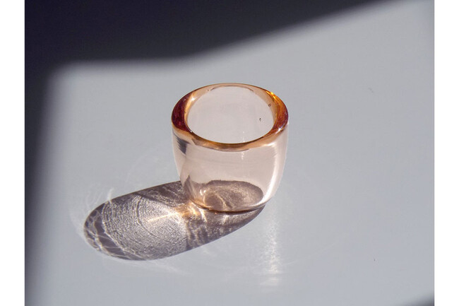 HAND-BLOWN GLASS TEA LIGHT（RoseBeige） * 