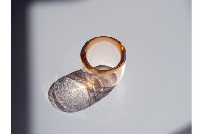 HAND-BLOWN GLASS TEA LIGHT（RoseBeige） * 