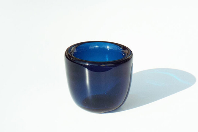 HAND-BLOWN GLASS TEA LIGHT（Mineral Blue） 