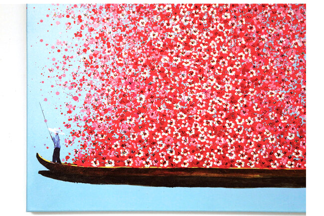 フラワーボート 100x80cm タッチドピクチャー 