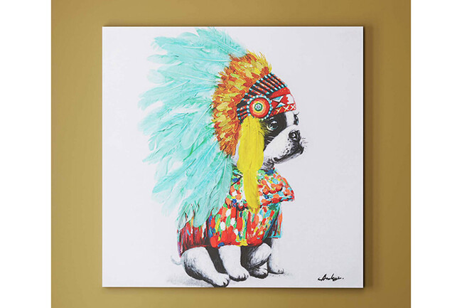 ヘッドドレスドッグ80×80cm キャンバスピクチャー 