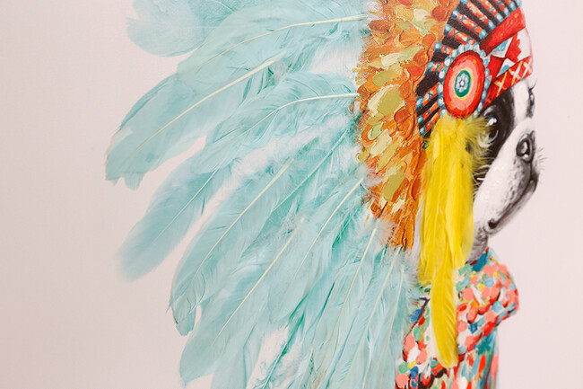 ヘッドドレスドッグ80×80cm キャンバスピクチャー 