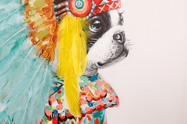 ヘッドドレスドッグ80×80cm キャンバスピクチャー 