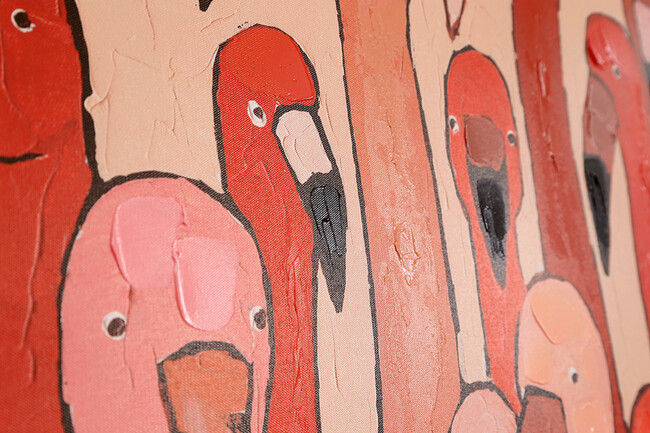 フラミンゴミーティング120x90cm タッチドピクチャー 