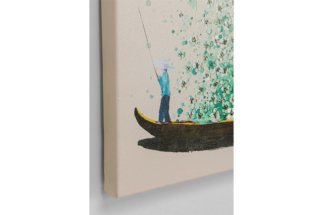 フラワーボートベージュグリーン 100×80 cm タッチドピクチャー * 