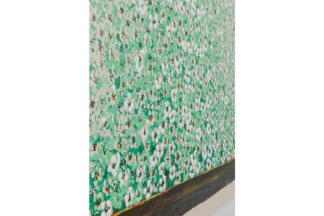 フラワーボートベージュグリーン 100×80 cm タッチドピクチャー * 