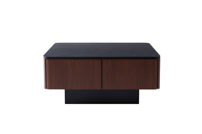 大容量リビングテーブル　ウォールナット×マーブルブラック 