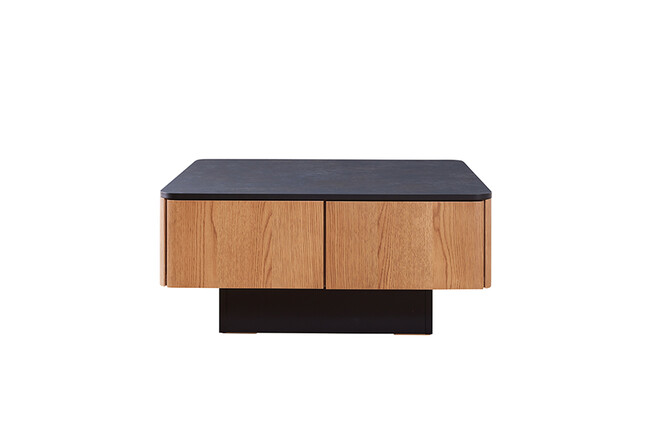 大容量リビングテーブル　ビンテージナチュラル×マーブルブラック 