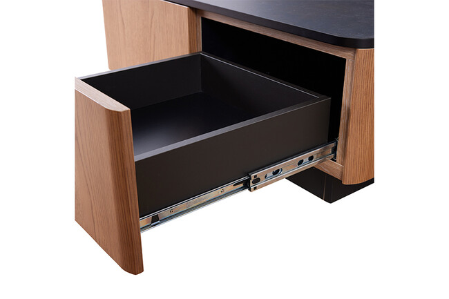 大容量リビングテーブル　ビンテージナチュラル×マーブルブラック 